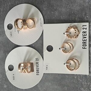 NIP Forever 21 Goldtone Fashion Rings 3 Pks Size 6